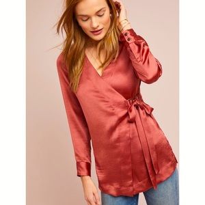 Anthropologie Moulinette Soeurs Satin Wrap Blouse